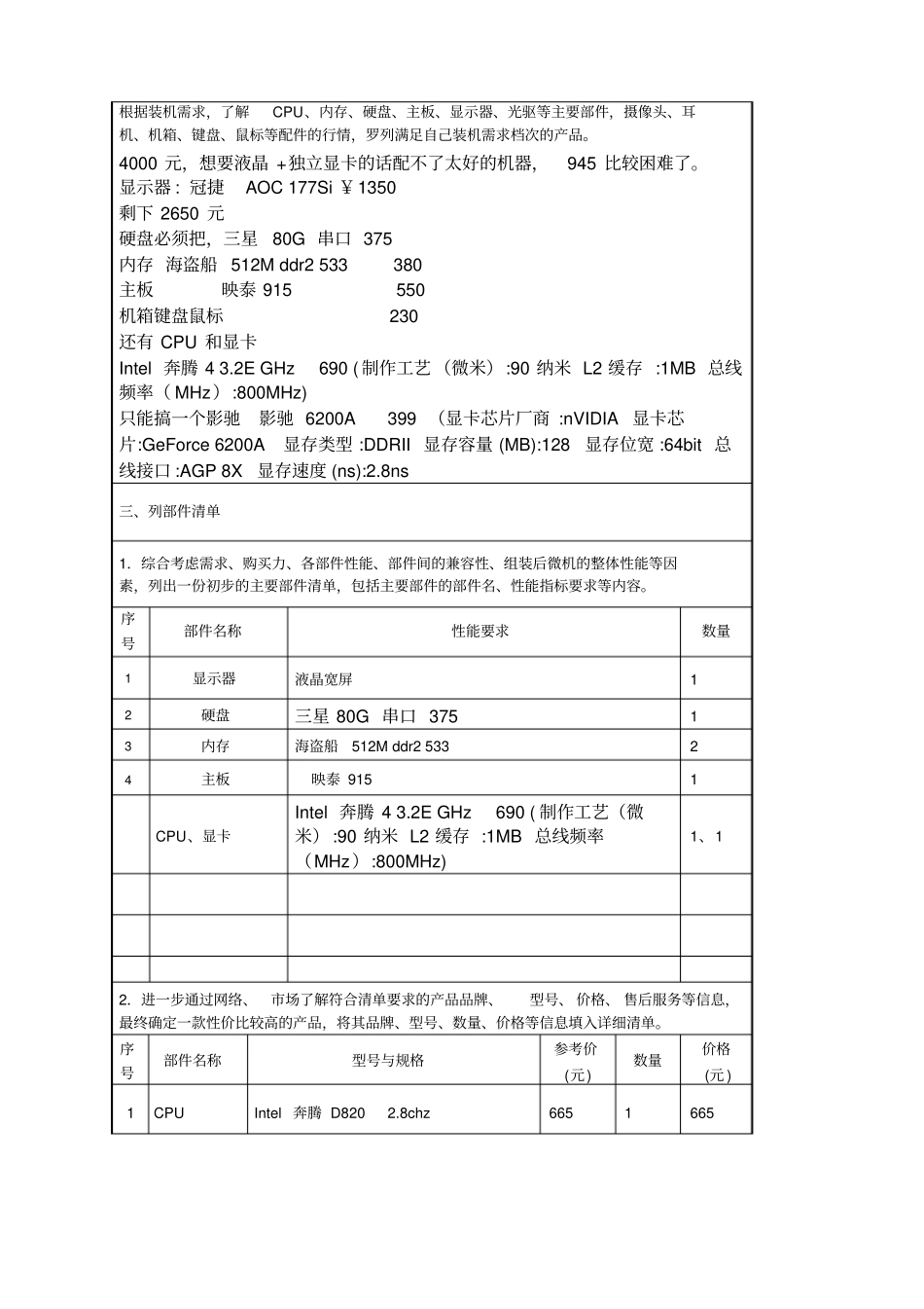 实训微机配置方案设计实训报告_第2页