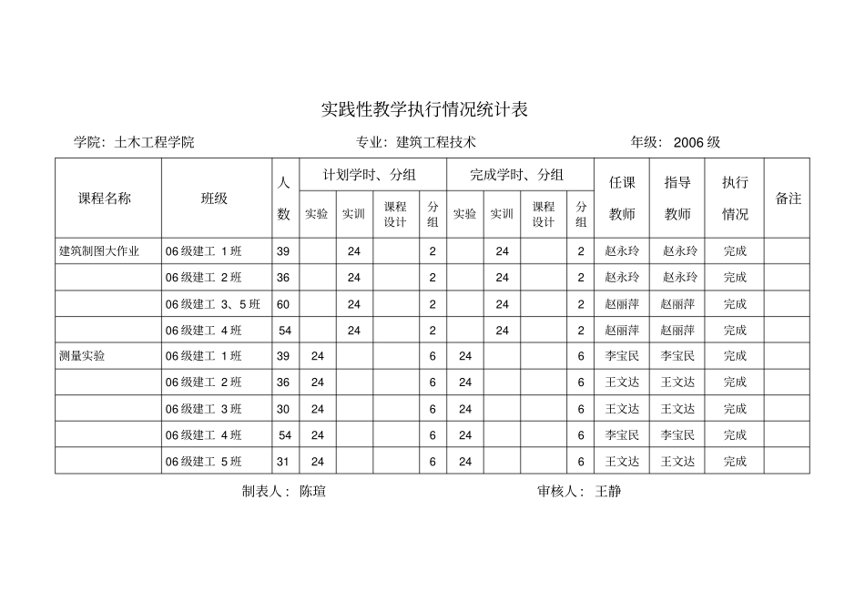 实践性教学执行情况统计表_第2页