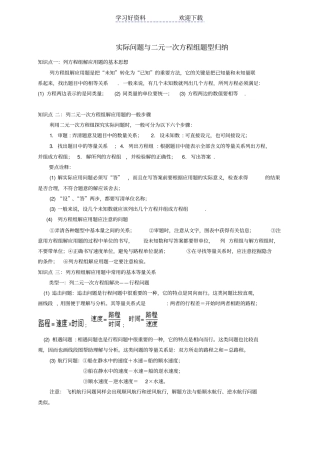 实际问题与二元一次方程组题型归纳