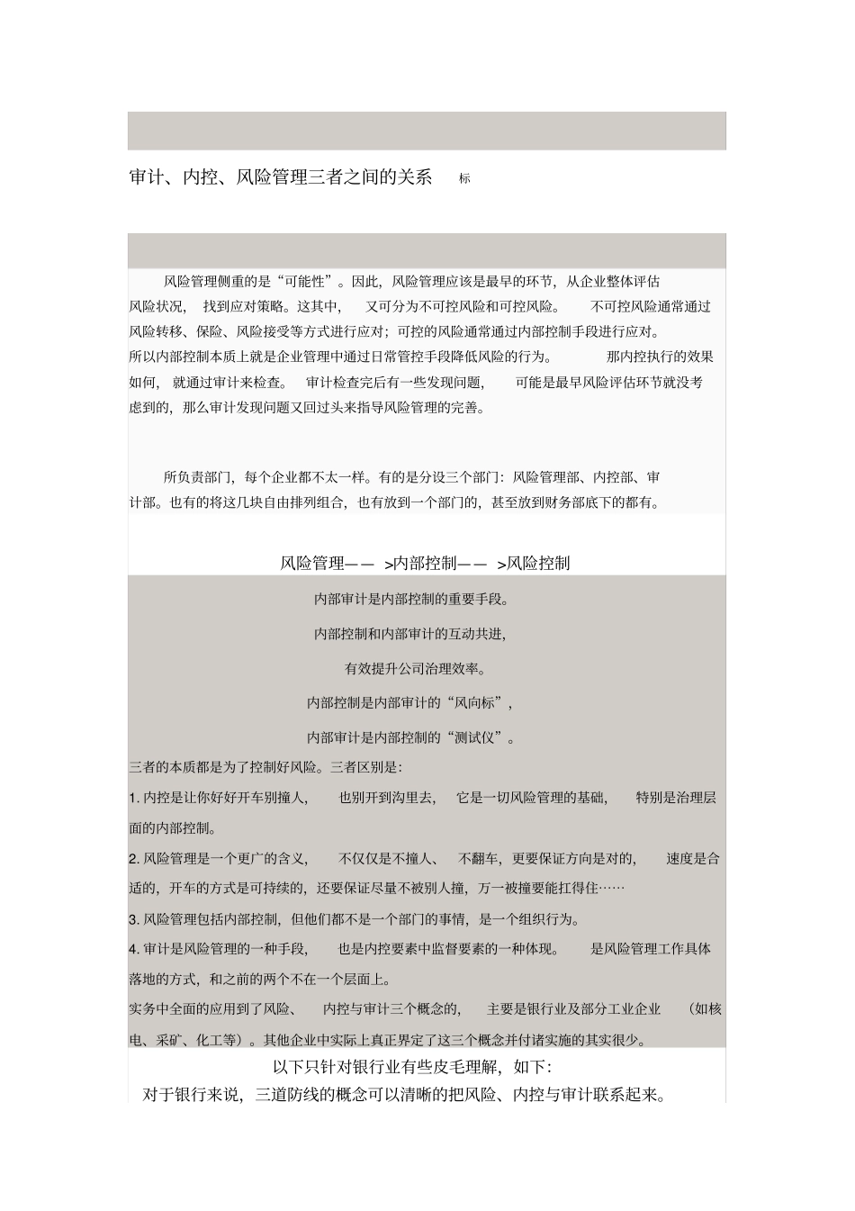 审计、内控、风险管理三者之间的关系_第1页