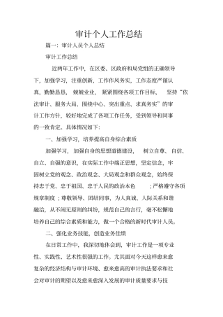 审计个人工作总结