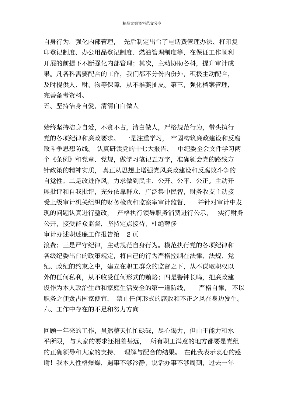 审计办述职述廉工作报告-精品文案范文_第3页