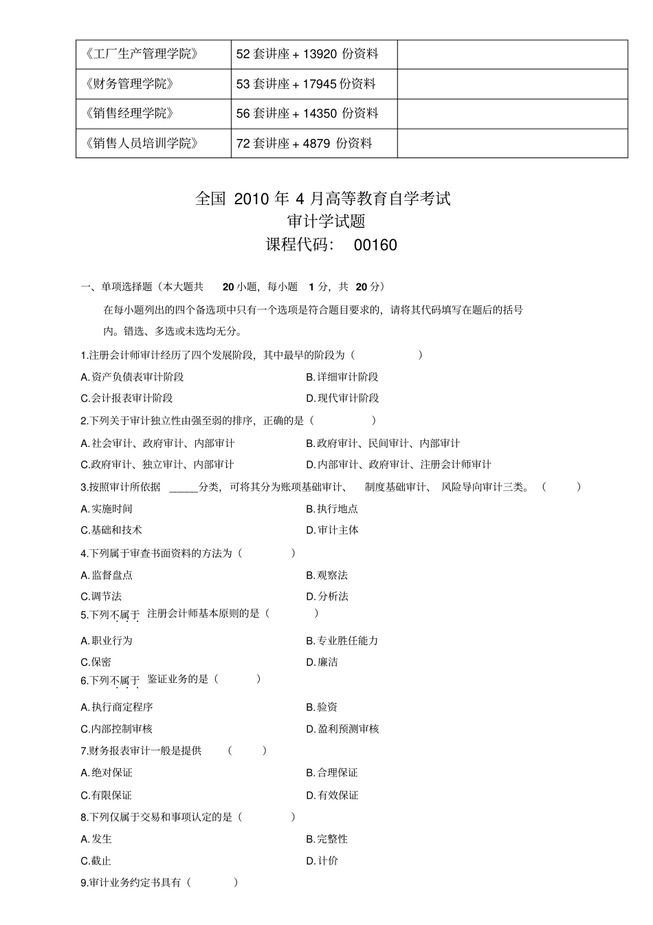 审计学的考试试题_第2页