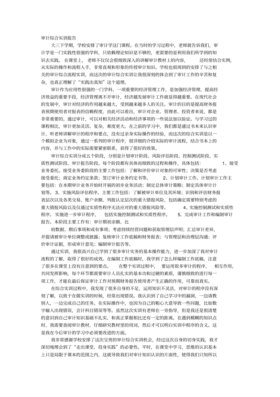 审计实务实训报告_第1页