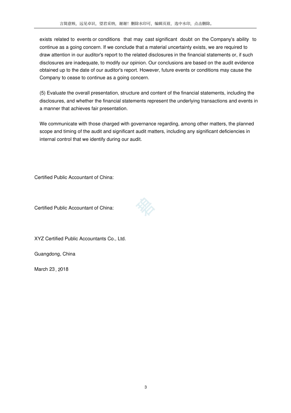 审计报告参考范本2019英文版_小准则_第3页
