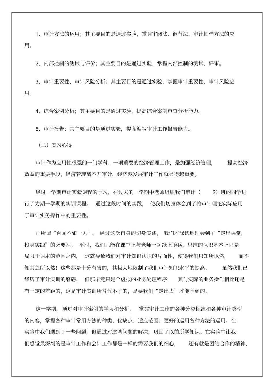 审计模拟实训实习报告范本_第2页
