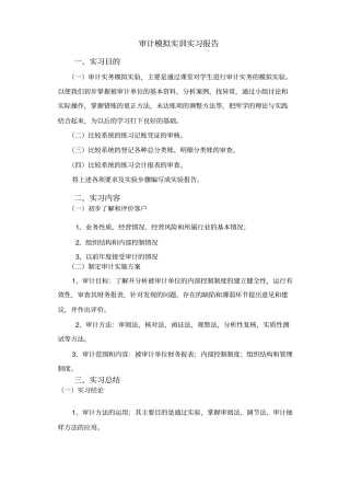 审计模拟实训实习报告-审计模拟试验实训