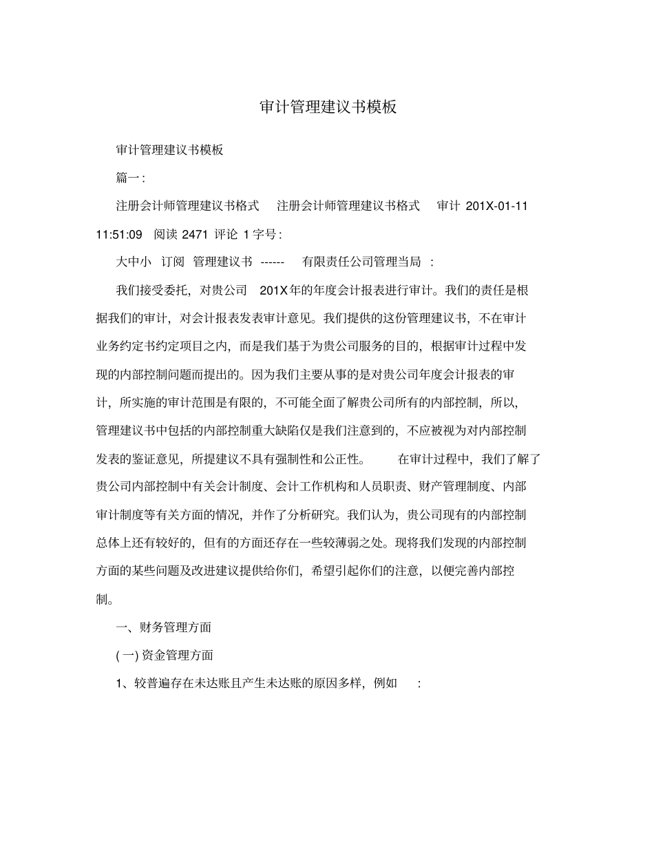 审计管理建议书模板_第1页