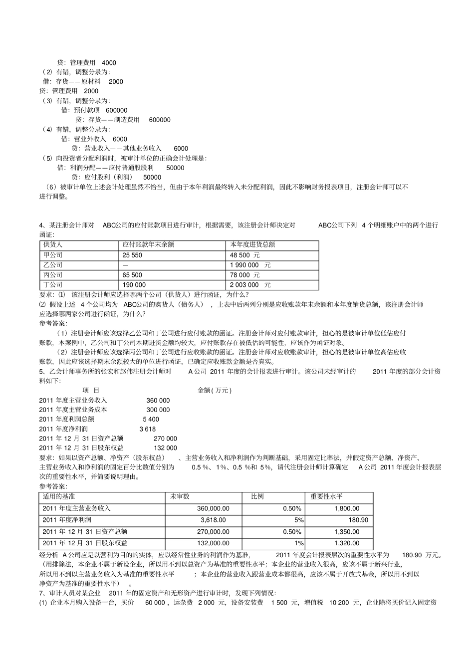 审计练习题参考答案最终_第2页