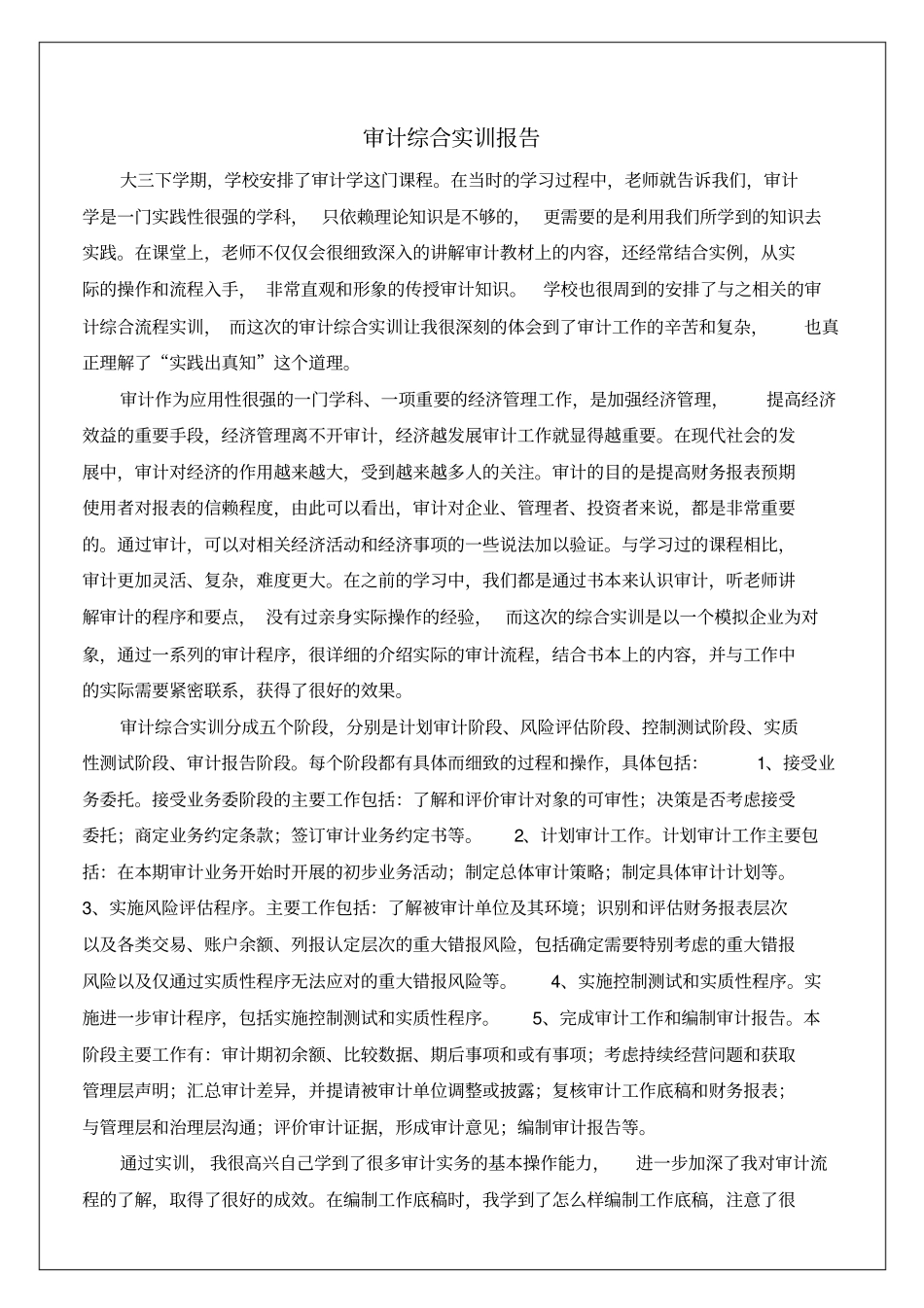 审计综合实训报告5p_第2页