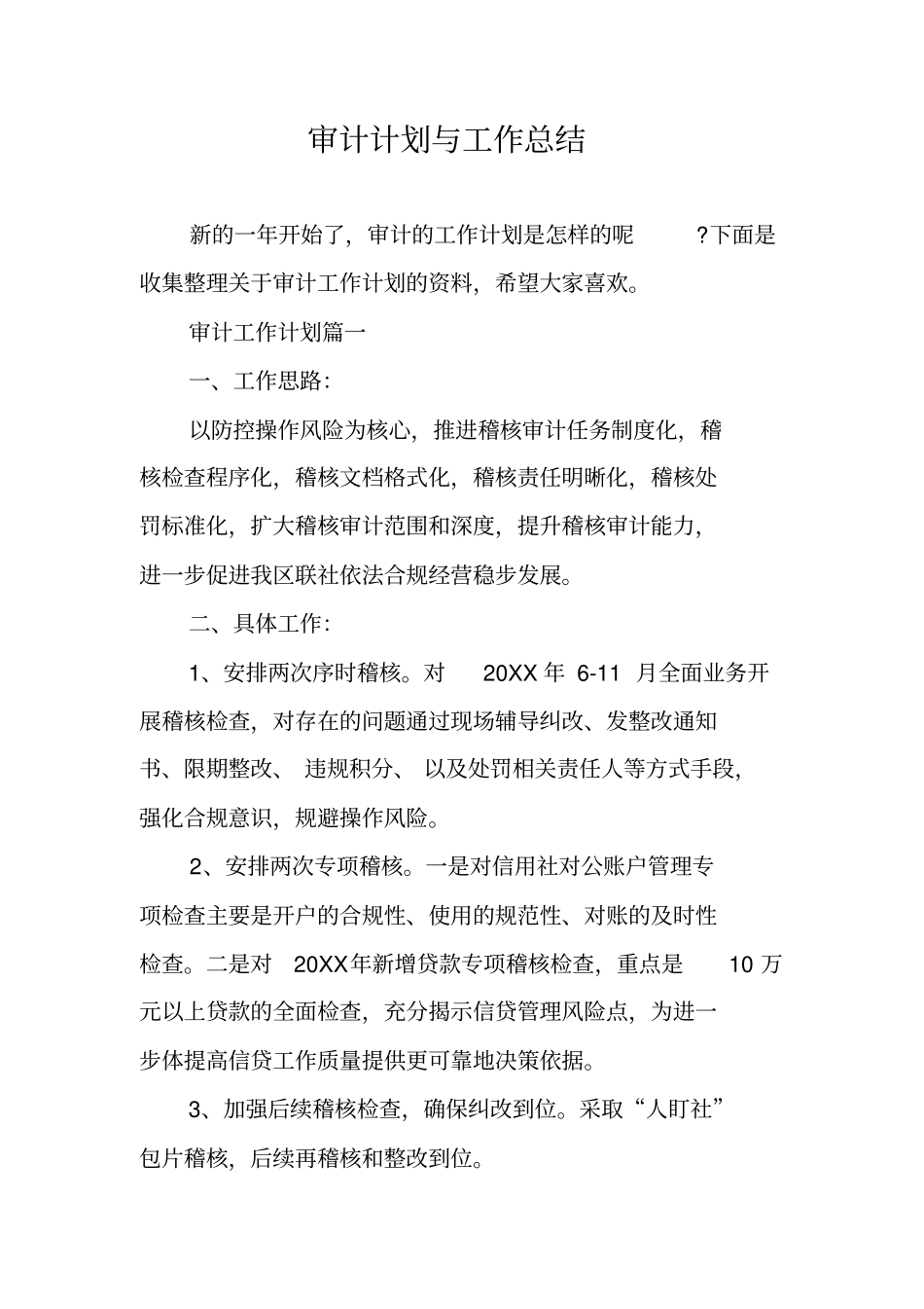 审计计划与工作总结_第1页