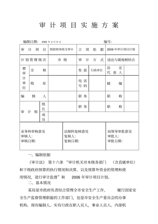 审计项目实施方案