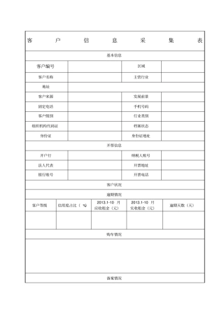 客户信息采集表模板