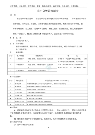客户分级管理制度