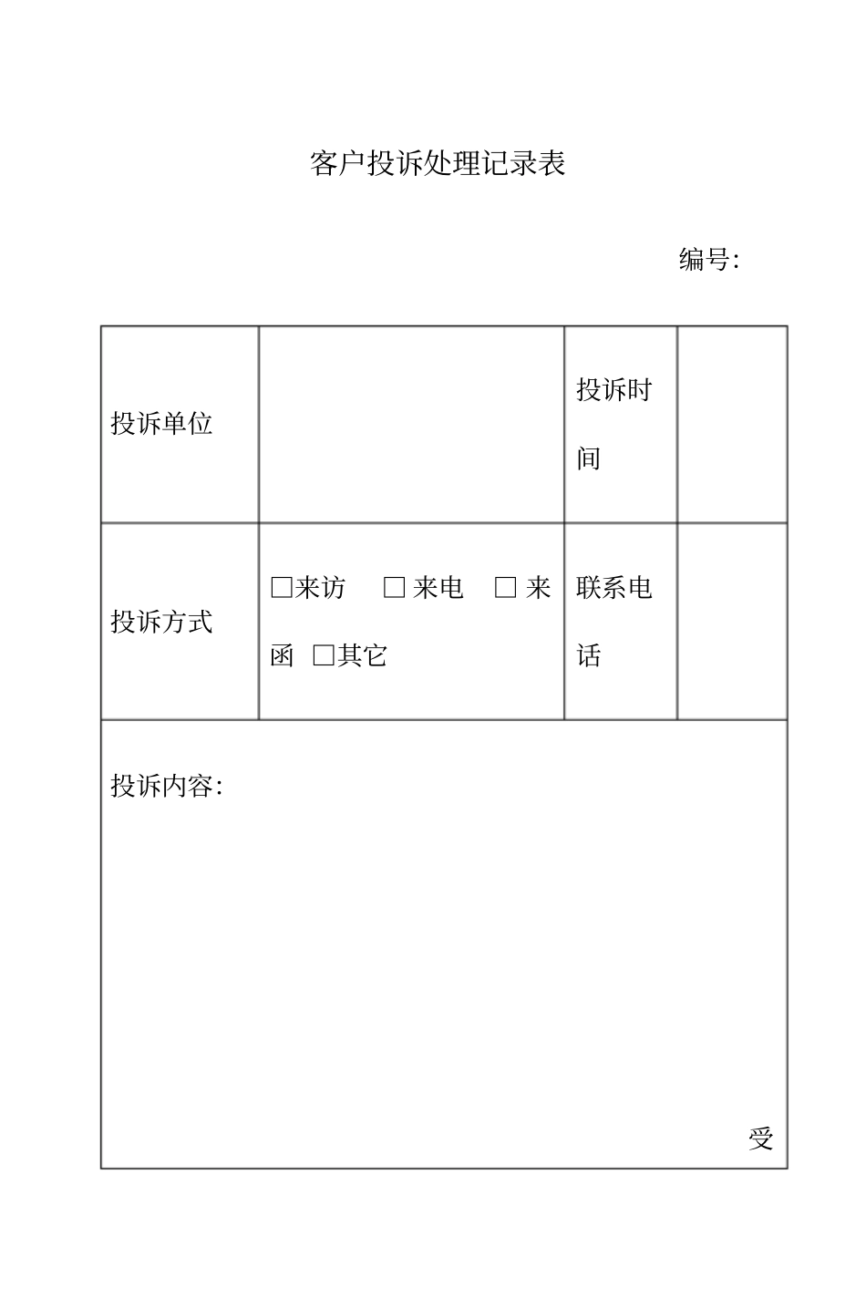 客户投诉处理记录表及处理反馈单_第1页
