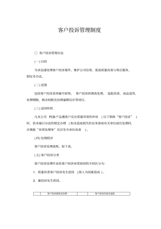 客户投诉管理制度官方