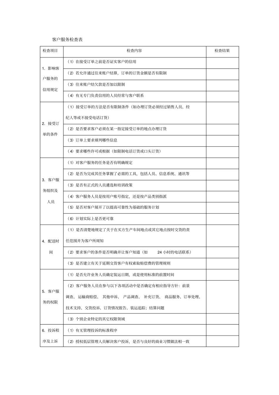 客户服务检查表_第1页