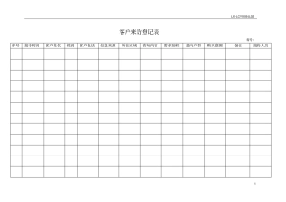 客户来访登记表3。29