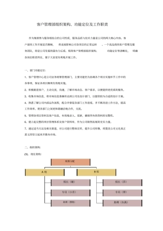 客户管理部组织架构及工作职责