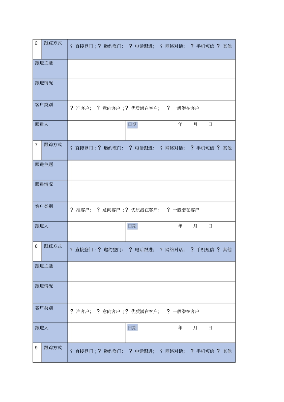 客户跟踪记录表销售_第3页