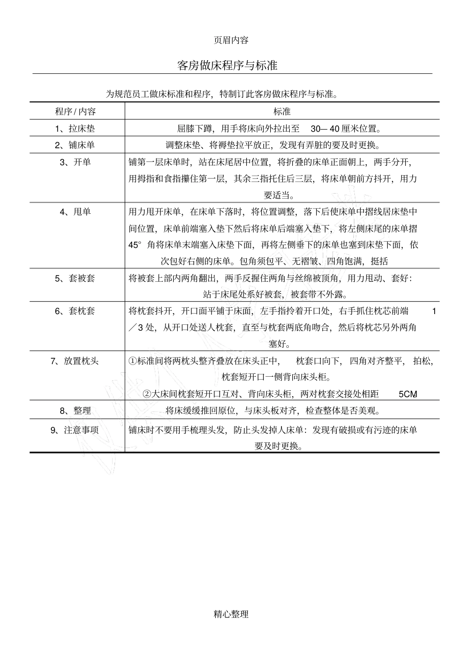 客房做床程序与标准_第1页