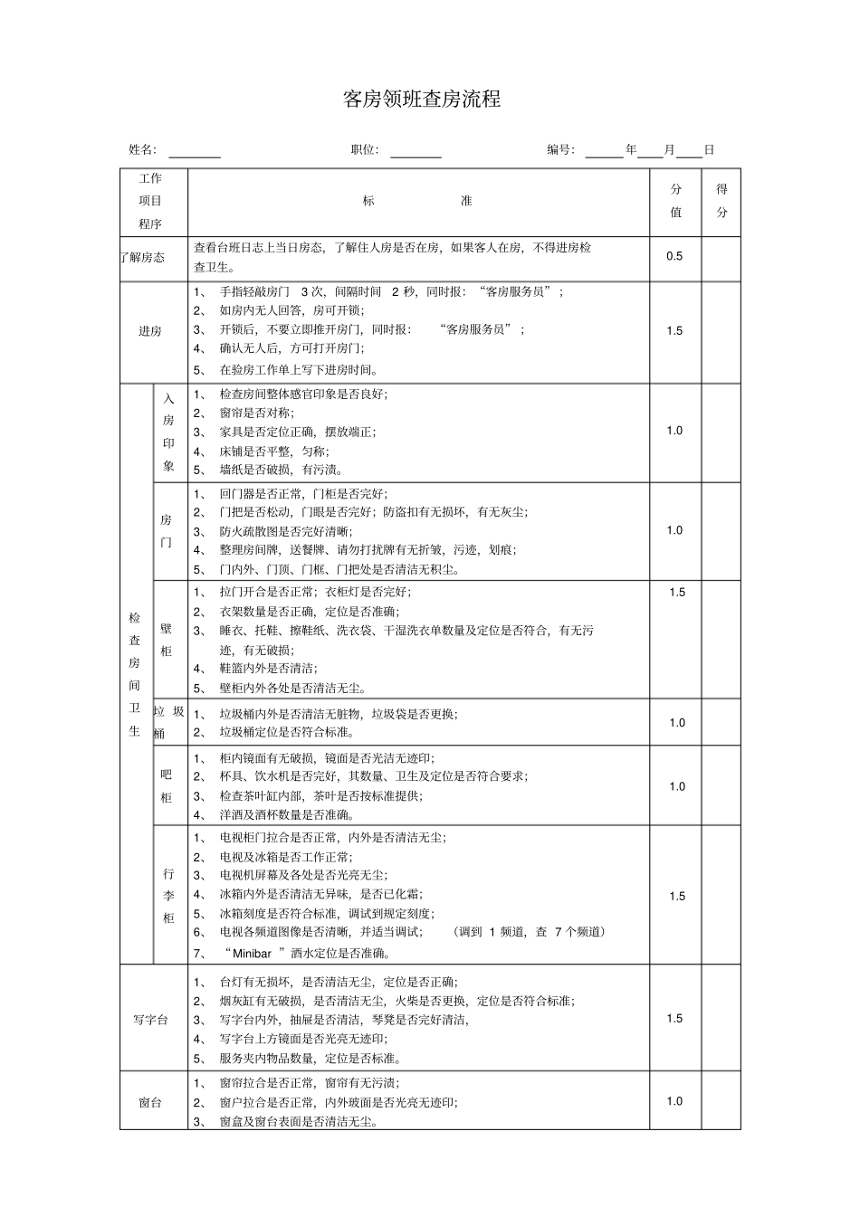 客房领班查房流程_第1页