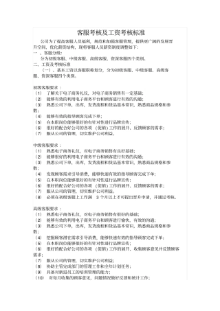 客服考核及工资考核标准