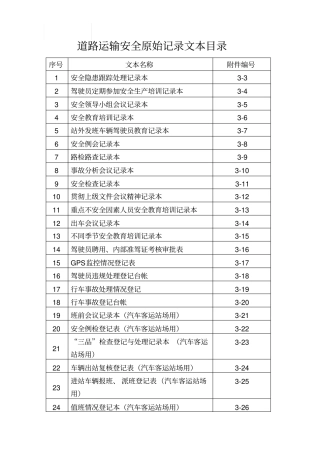 客运企业安全管理原始记录本