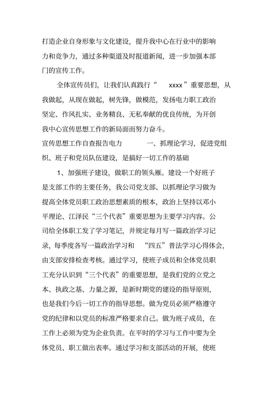 宣传思想工作自查报告电力_第3页