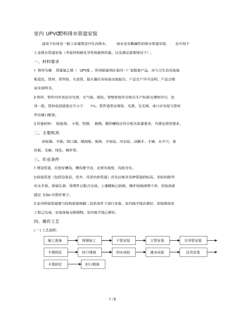 室内UPVC塑料排水管道安装