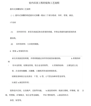 室内吊顶工程的装饰工艺流程