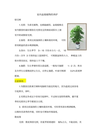 室内盆栽植物的养护分析