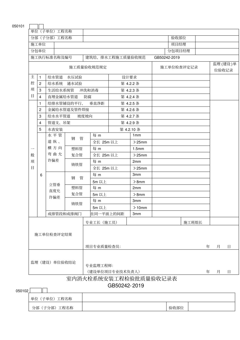 室内给水管道及配件安装工程检验批质量验收记录表-2019年精选文档_第2页