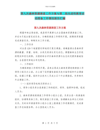 第九次森林资源清查工作方案与第二批先进性教育活动准备工作情况报告汇编