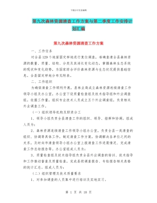第九次森林资源清查工作方案与第二季度工作安排计划汇编