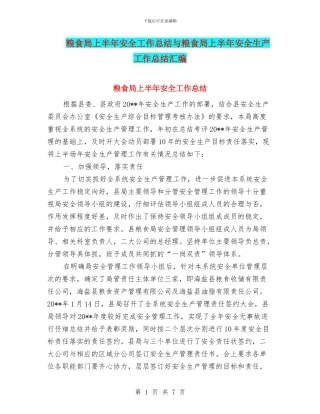 粮食局上半年安全工作总结与粮食局上半年安全生产工作总结汇编.doc