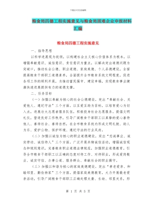 粮食局四德工程实施意见与粮食局困难企业申报材料汇编