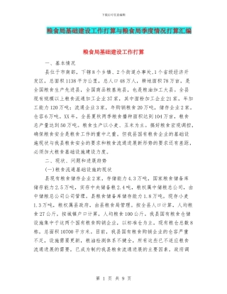 粮食局基础建设工作打算与粮食局季度情况打算汇编