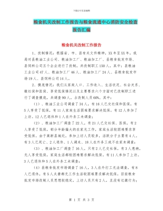 粮食机关改制工作报告与粮食流通中心消防安全检查报告汇编