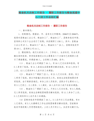 粮食机关改制工作报告