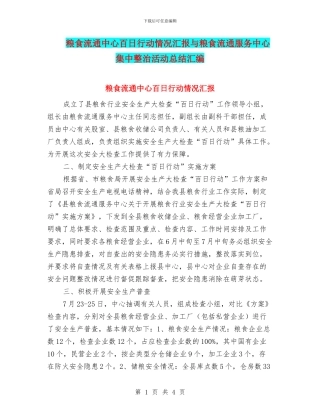 粮食流通中心百日行动情况汇报与粮食流通服务中心集中整治活动总结汇编