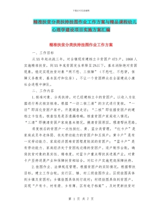 精准扶贫分类扶持挂图作业工作方案与精品课程幼儿心理学建设项目实施方案汇编