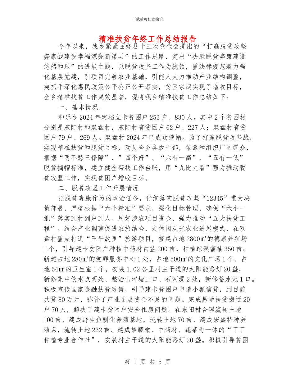 精准扶贫年终工作总结报告_第1页