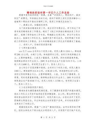 精准扶贫驻村第一书记个人工作总结