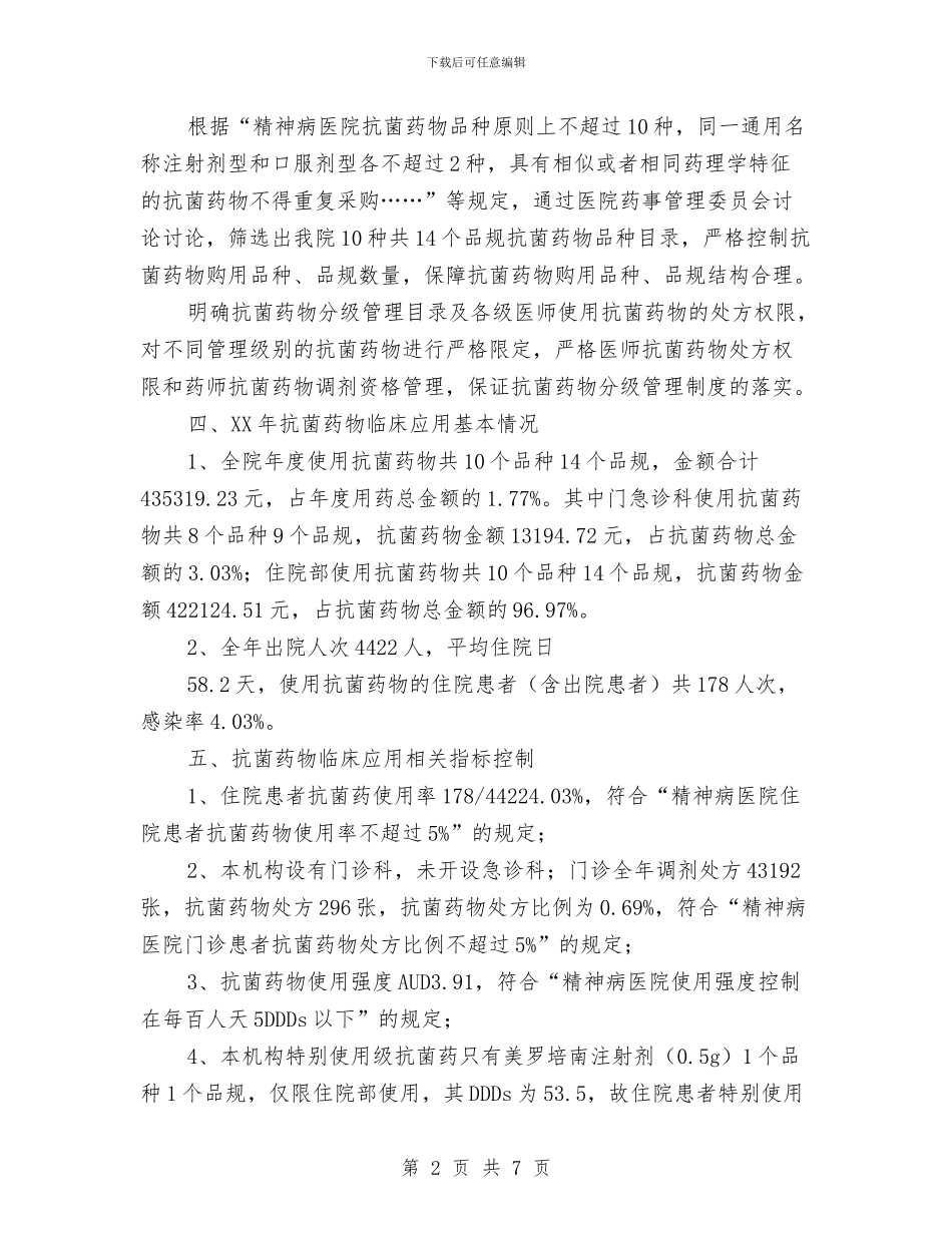 精神病医院抗菌药物临床应用专项整治活动自查情况总结与精神病院社工月工作总结汇编_第2页