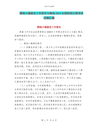 精细小镇建设工作报告与精选2024全国助残日领导讲话稿汇编