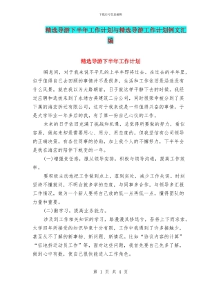 精选导游下半年工作计划与精选导游工作计划例文汇编