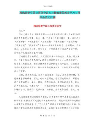 精选筑梦中国心得体会范文与精选素质教育学习心得体会范文汇编