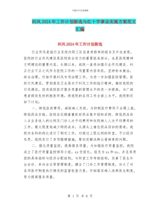纠风2024年工作计划新选与红十字事业实施方案范文汇编