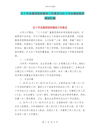 红十字会基层组织建设工作意见与红十字会基层组织规划汇编